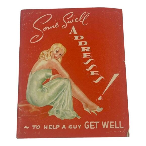 Rare Double Glo Book Pinup Girl Art Some Swell Help Guy Get Well Address Book - Picture 1 of 6
